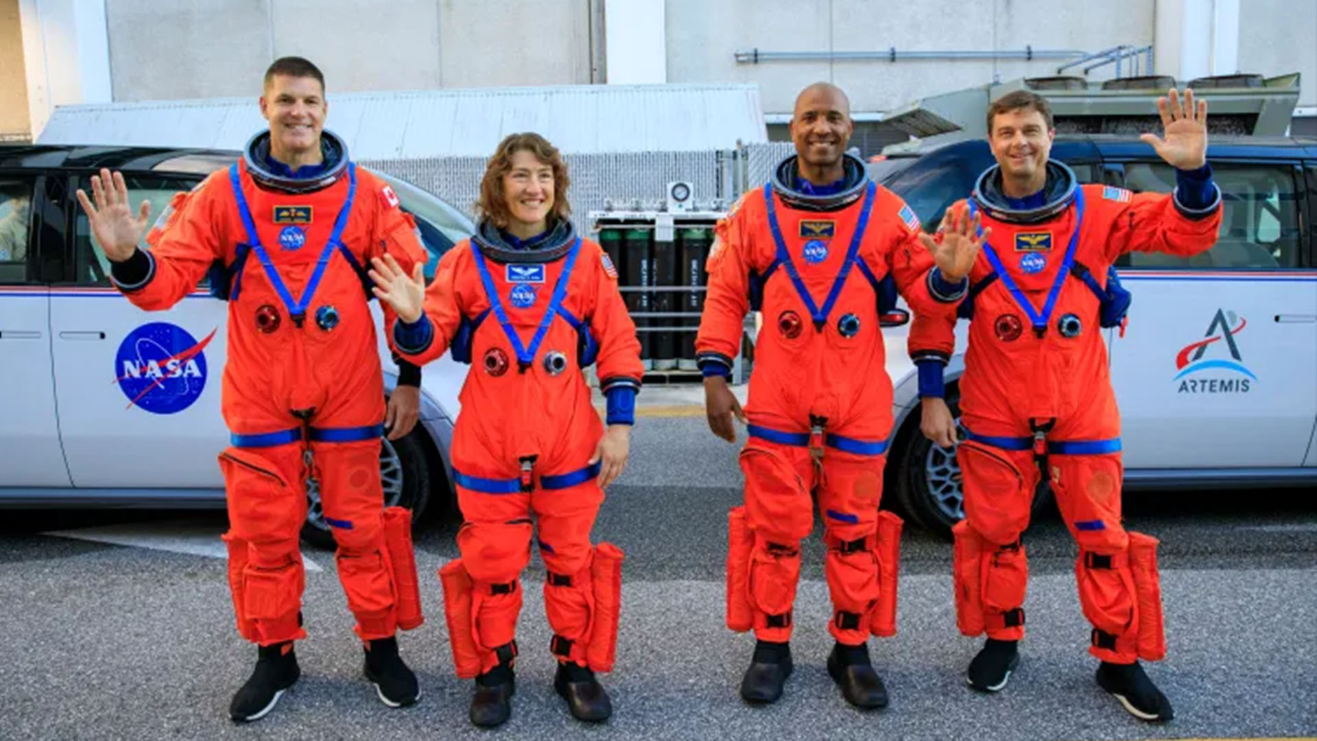 Artemis II crew: Commander Reid Wiseman (NASA), Pilot Victor Glover (NASA), Mission Specialist Christina Hammock Koch (NASA) and Mission Specialist Jeremy Hansen (Canadian Space Agency).