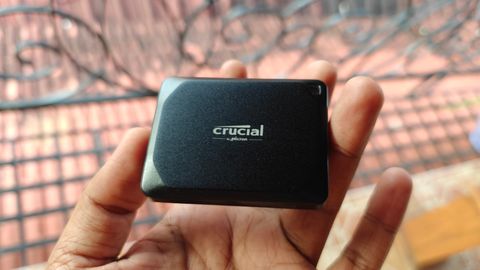 Crucial X10 Pro SSD in hand