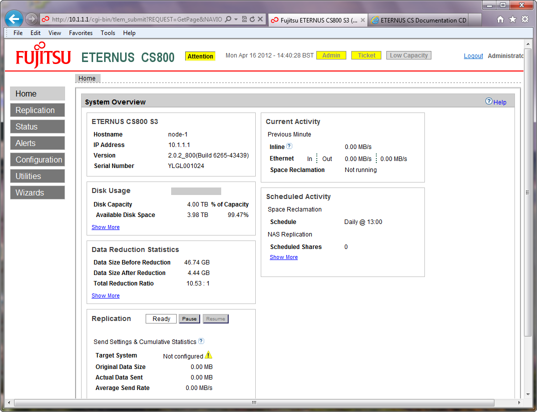 Fujitsu CS800 - Data reduction ratio