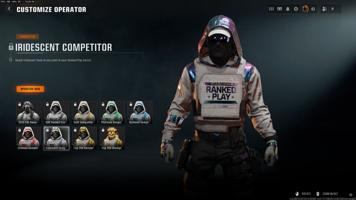 The operator rewards available in ranked play in Call of Duty: Black Ops 6