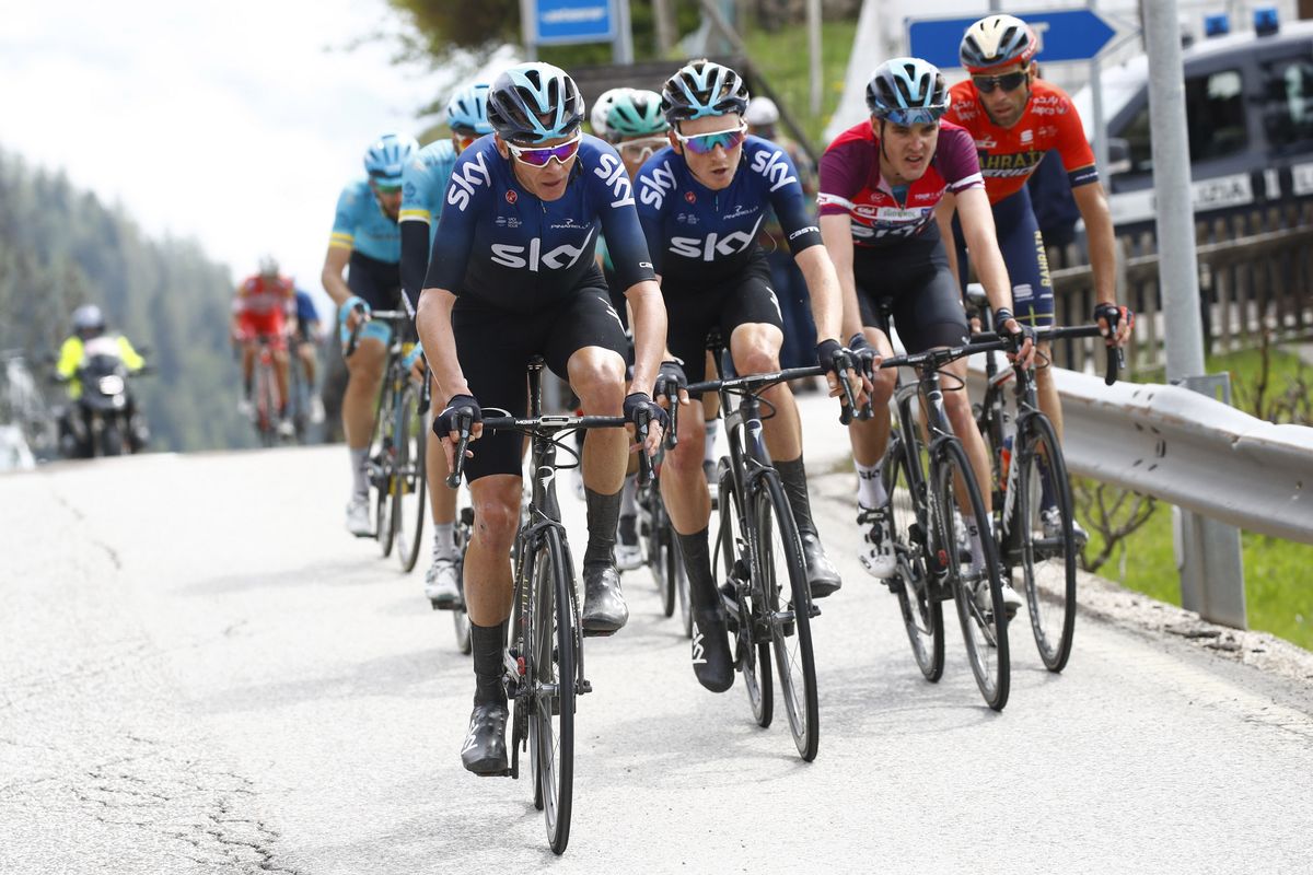 Chris Froome leads the chase for his younger teammates