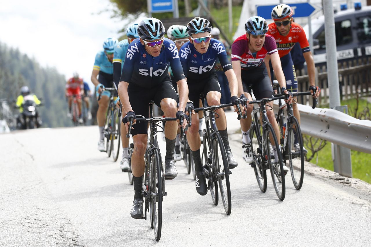Chris Froome leads the chase for his younger teammates
