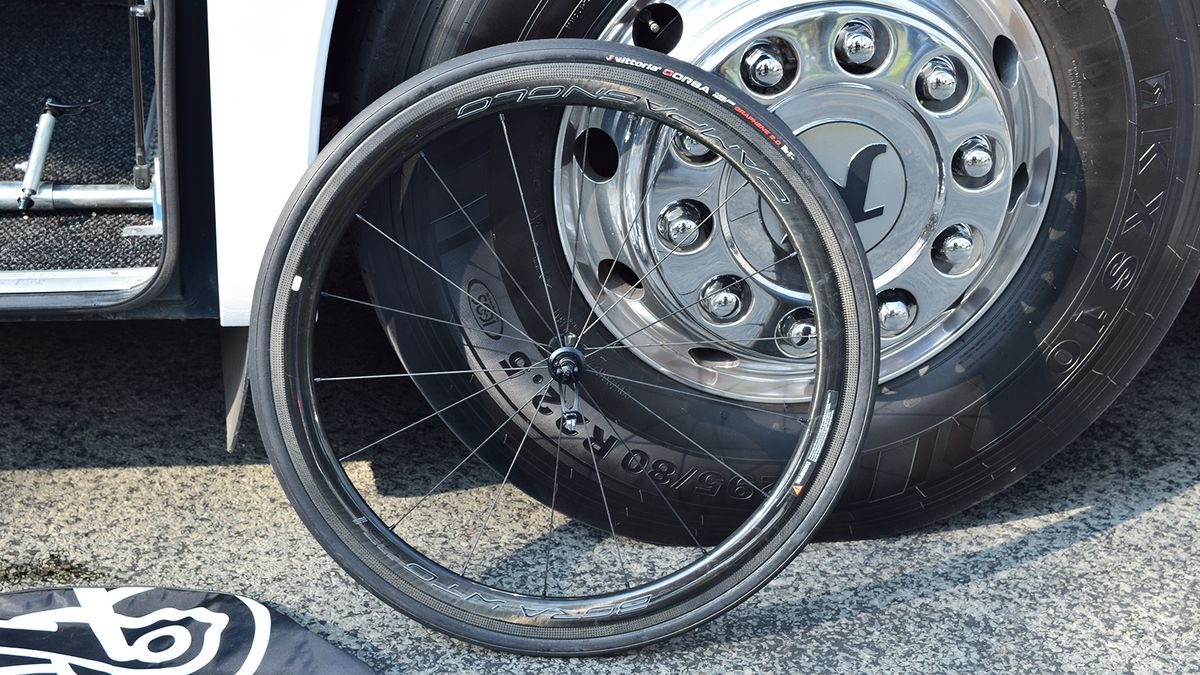 Fernando Gaviria was set to race on the newly released Campagnolo WTO 45 wheels until sickness ended his race before it had started