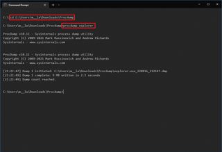 Create dump file with Command Prompt