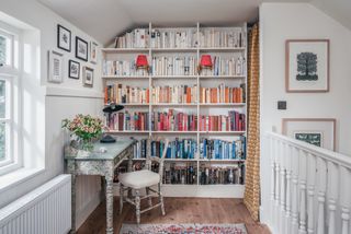 library on a landing in a cottage in kent