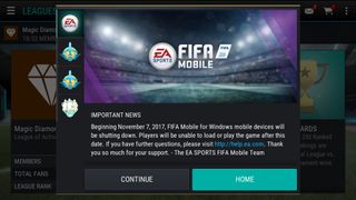 The in-game message dashing mobile FIFA lovers' dreams. Thanks to Rudolf for the screengrab.
