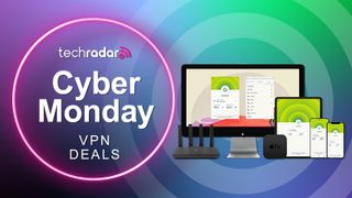 Cyber Monday VPN deals next to devices running VPN apps