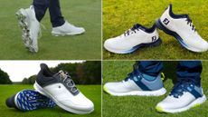 Various FootJoy golf shoes on golf course