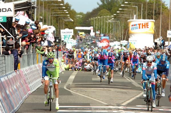 Maglia Rosa wearer Taylor Phinney (BMC) went down in a massive pile-up in the finale of stage 3 of the Giro d'Italia
