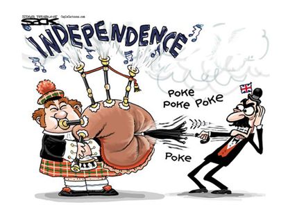 Political cartoon Scotland independence world