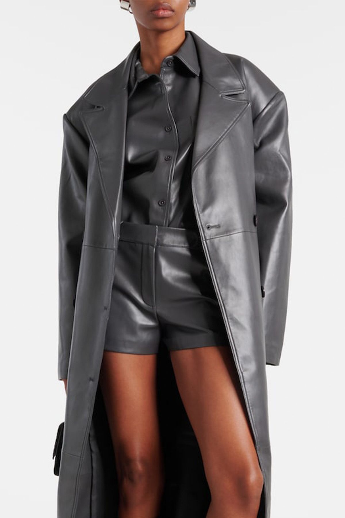 The Frankie Shop , Chrissie Faux Leather Shirt