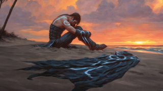 Art from Castaway's Despair showing Jace looking glum on a beach