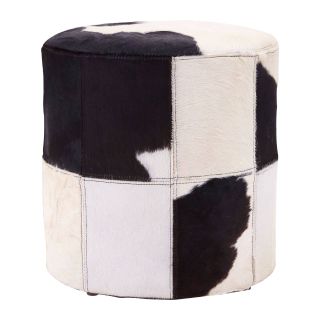 Black/white Genuine Cowhide Ottoman