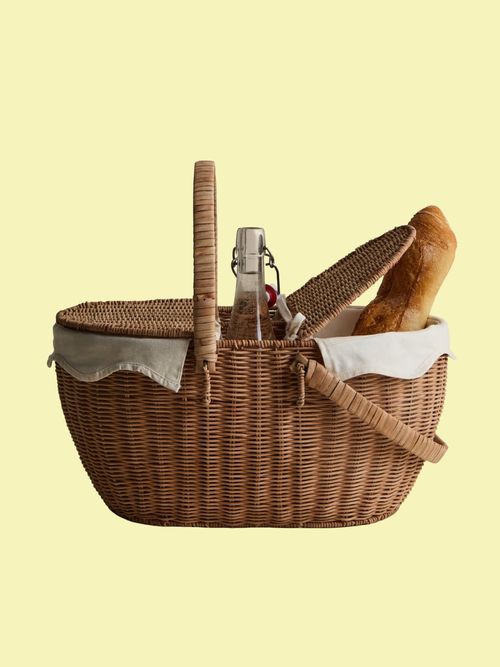 Wicker Picnic Hamper With Wine Holder