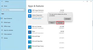 Windows 10 uninstall security app example