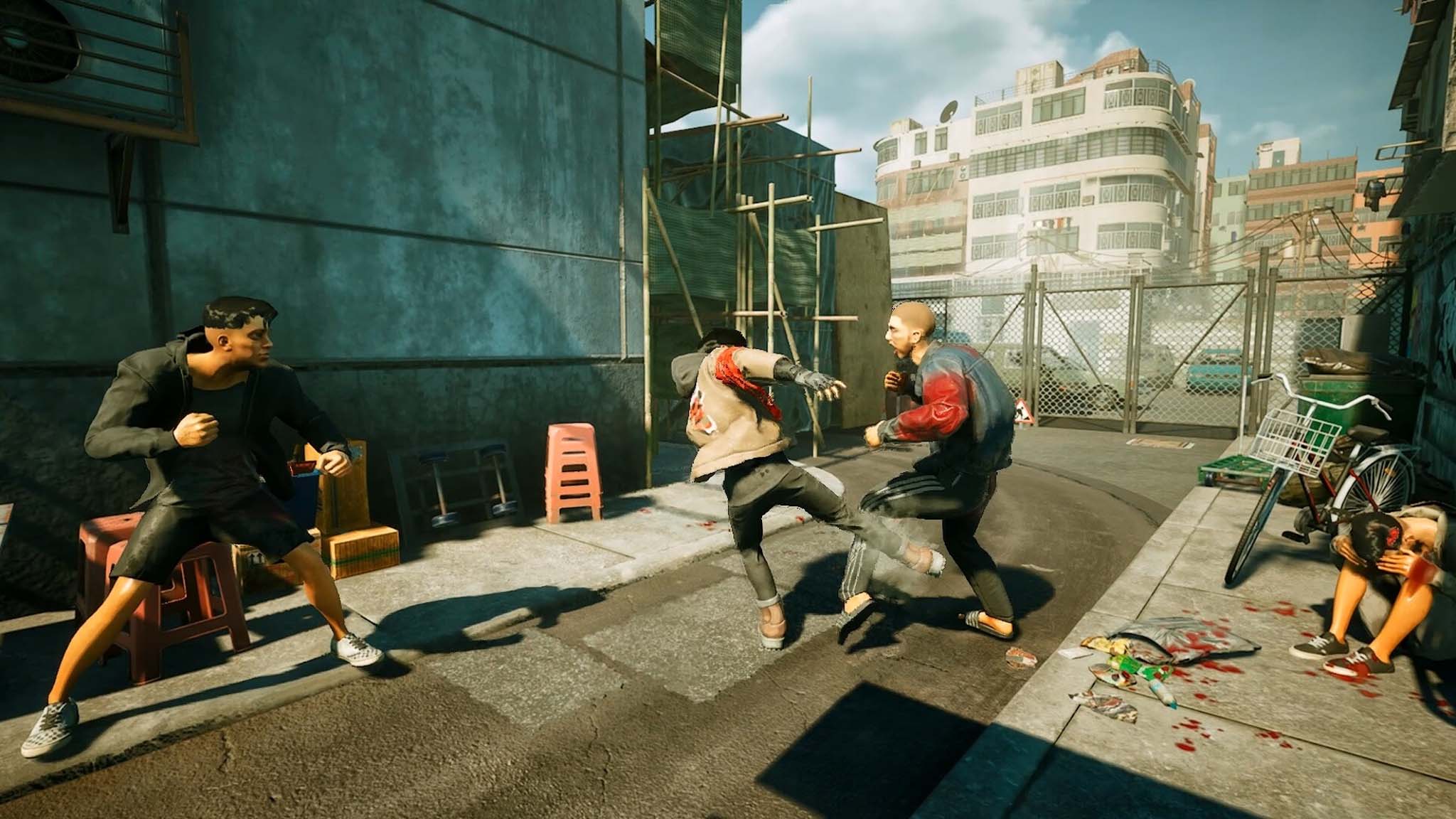Screenshot showing a street fight from Acts of Blood.