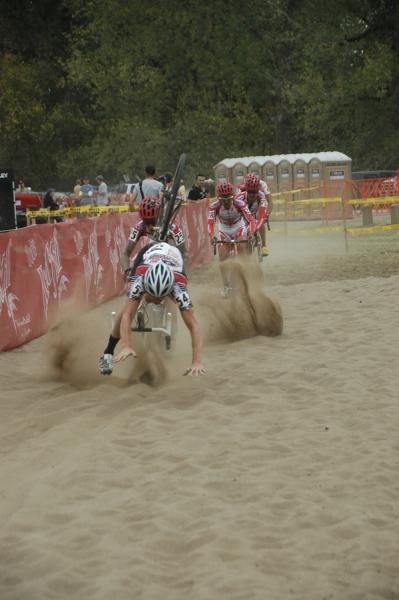 Some riders didn't make it through the sand upright.
