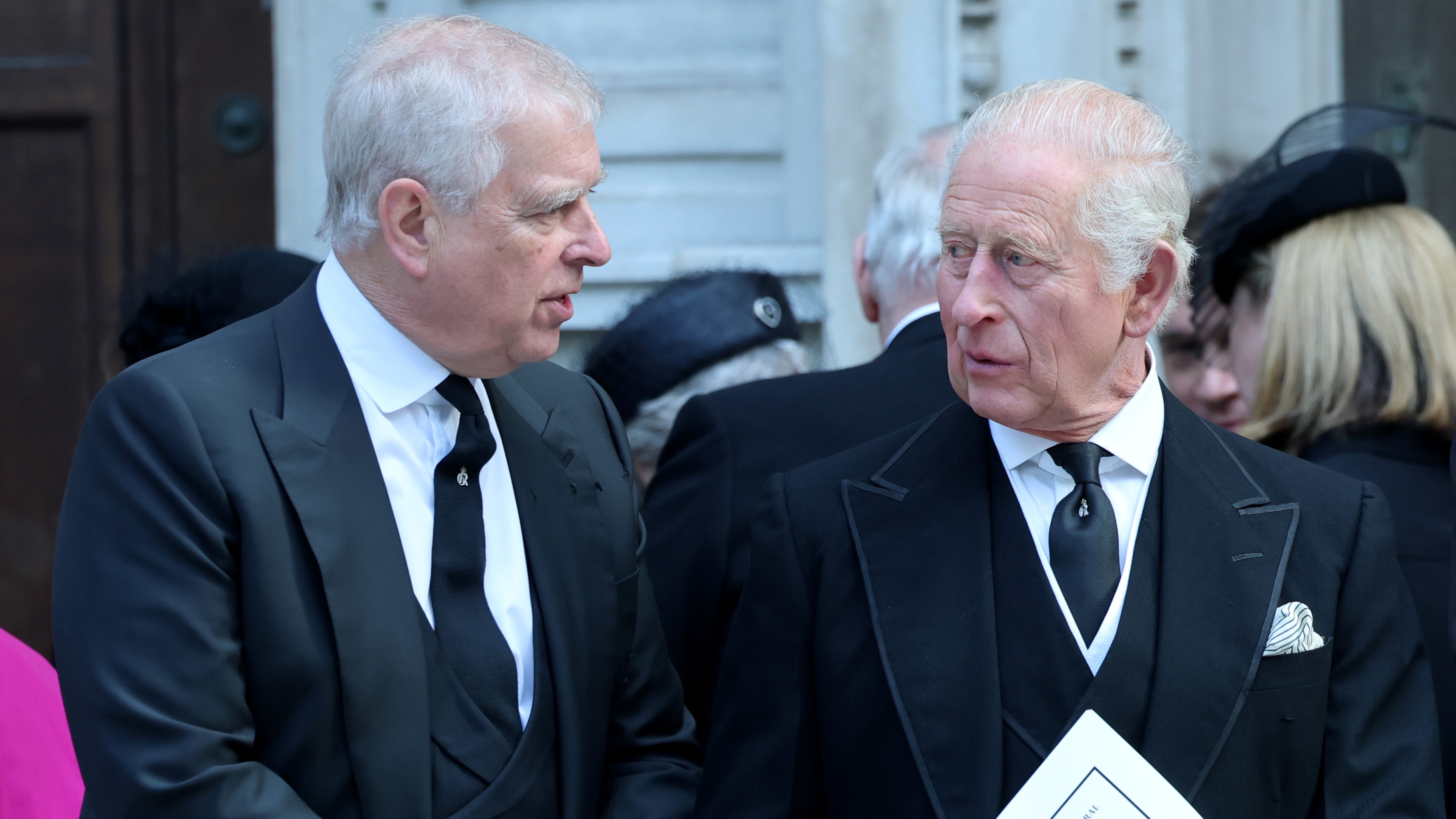 Andrew and King Charles III attend the Funeral of the Duchess of Kent at Westminster Cathedral