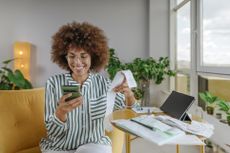 Best easy-access savings concept with woman shopping 
