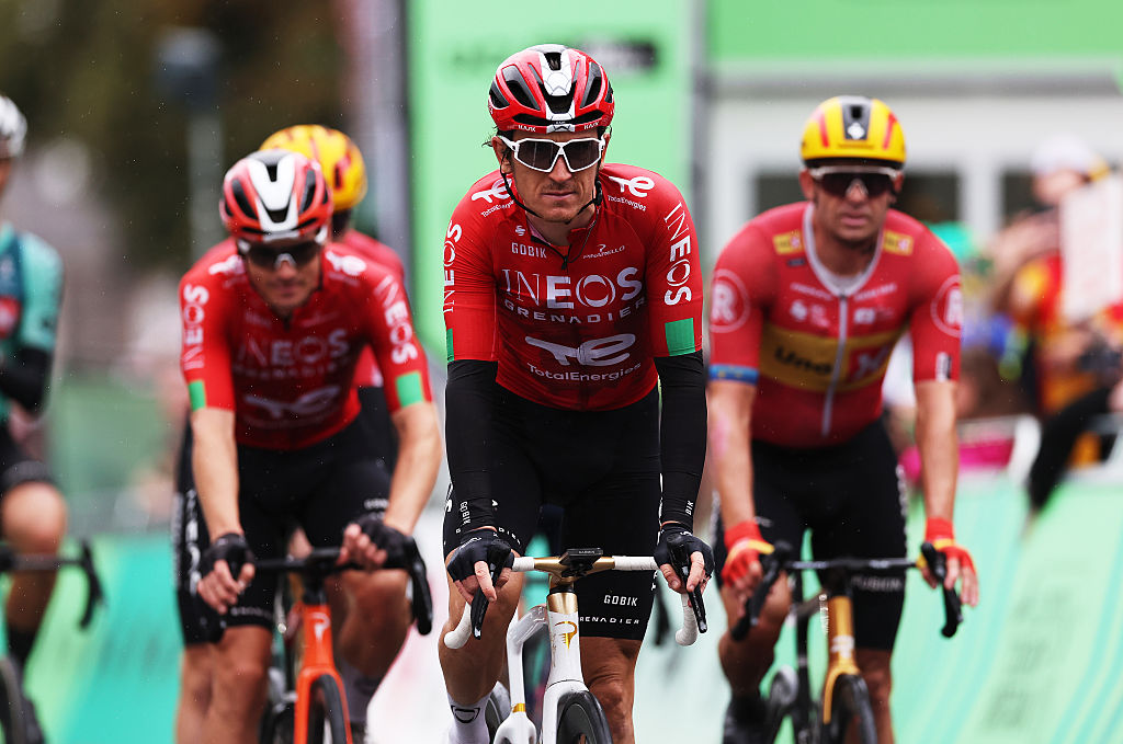 CARDIFF, WALES - SEPTEMBER 07: Geraint Thomas of Great Britain and Team INEOS Grenadiers crosses the finish line during the 21st Tour of Britain 2025, Stage 6 a 112.1km stage from Newport to Cardiff on September 07, 2025 in Cardiff, Wales. (Photo by Alex Livesey/Getty Images)