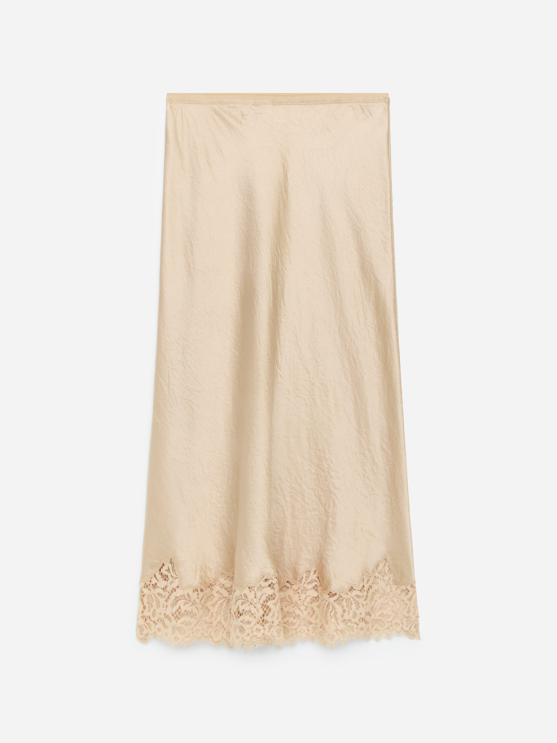 Lace-Detail Satin Skirt &amp;ndash; Beige &amp;ndash; Women &amp;ndash; Arket Gb