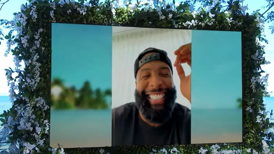 Odell Beckham smiling as he talks to Love Island USA&#039;s Kordell