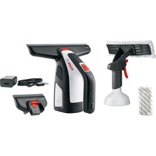 Bosch silver and black window vacuum with attachments