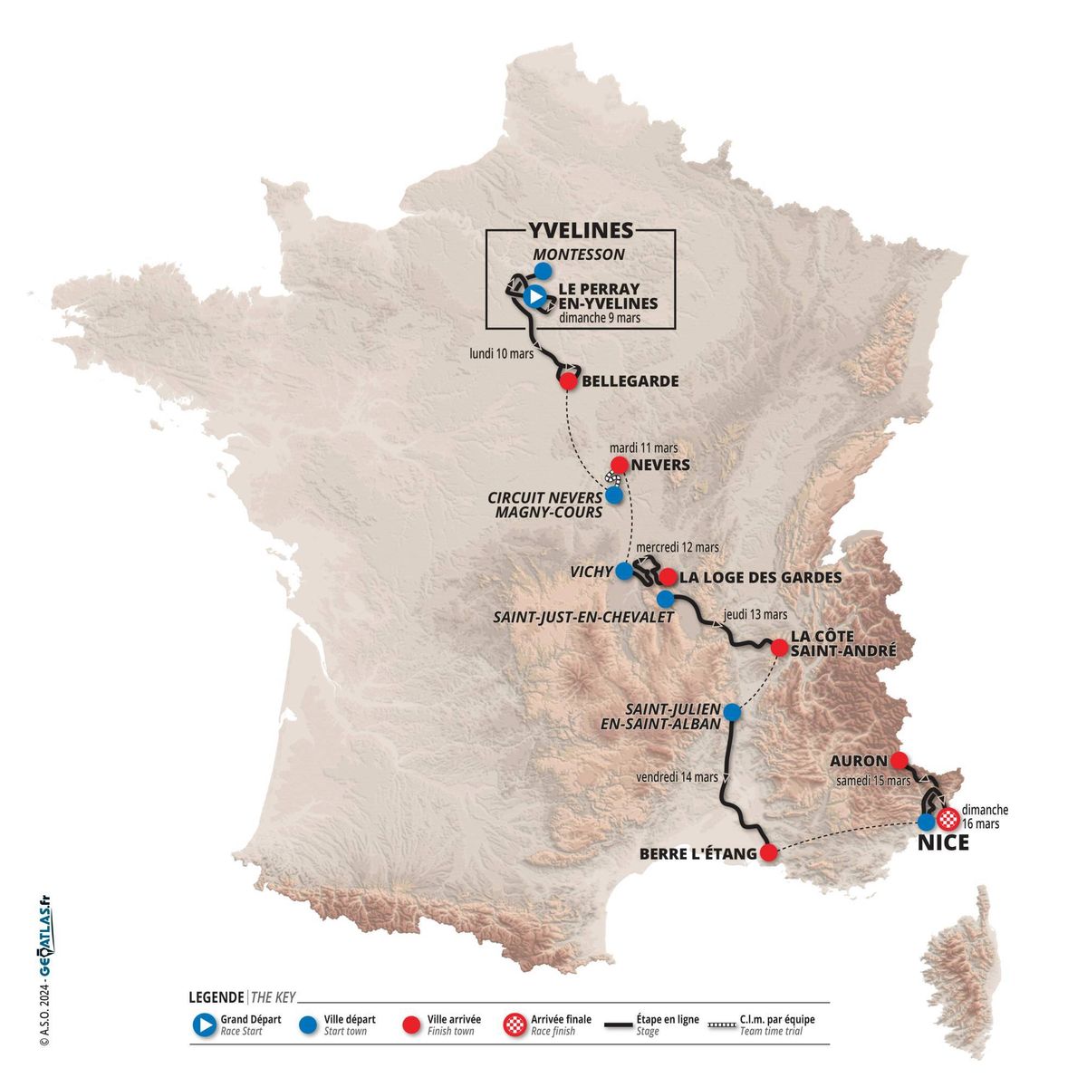 ParisNice 2025 route features challenging climbs and team time trial