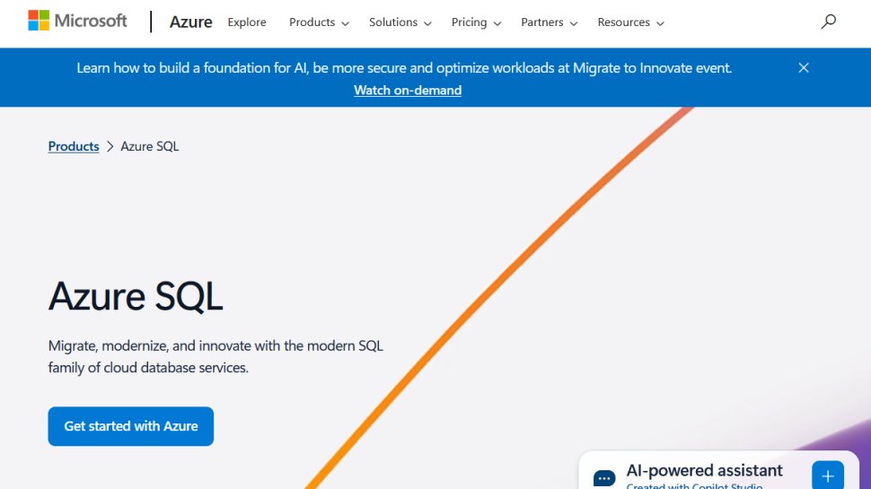 Microsoft Azure SQL Database website screenshot (May 2025).
