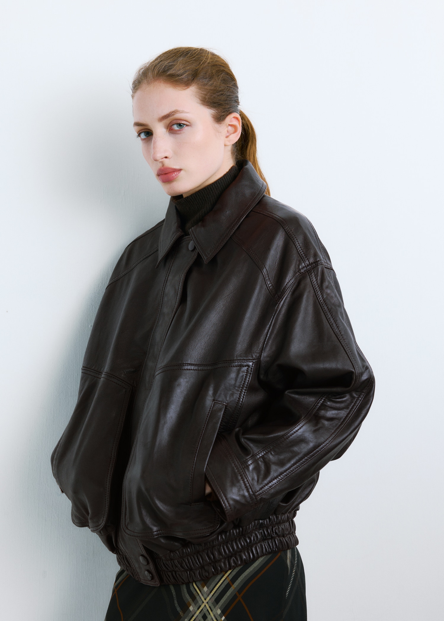 Oversized Leather Jacket - Women | Mango United Kingdom