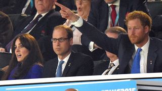 Kate Middleton, Prince William and Prince Harry at the rugby in 2015