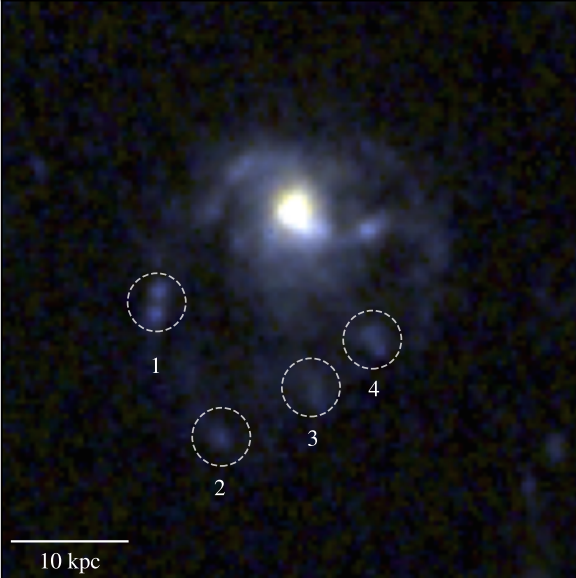 A blurry galaxy with tentacles.