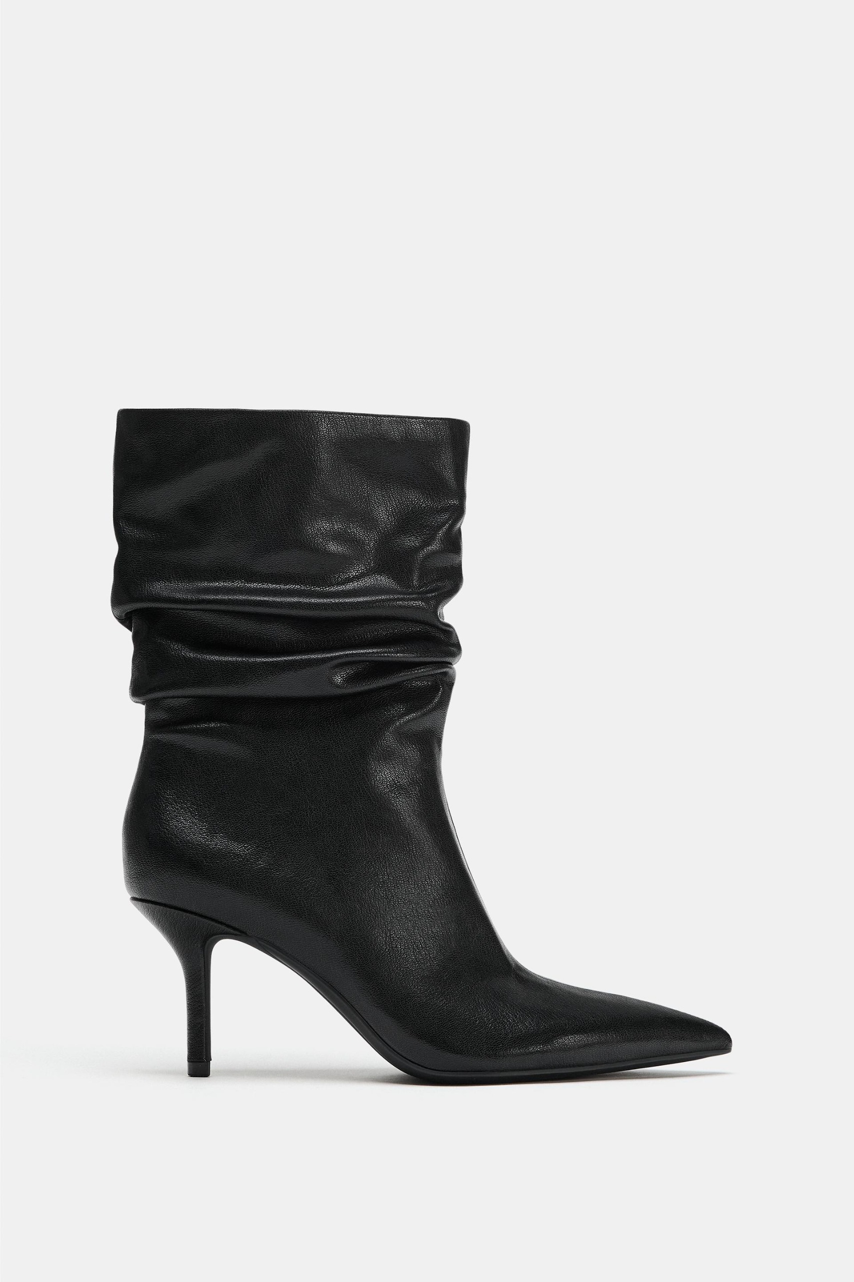 ZARA, Ruched Heeled Ankle Boots