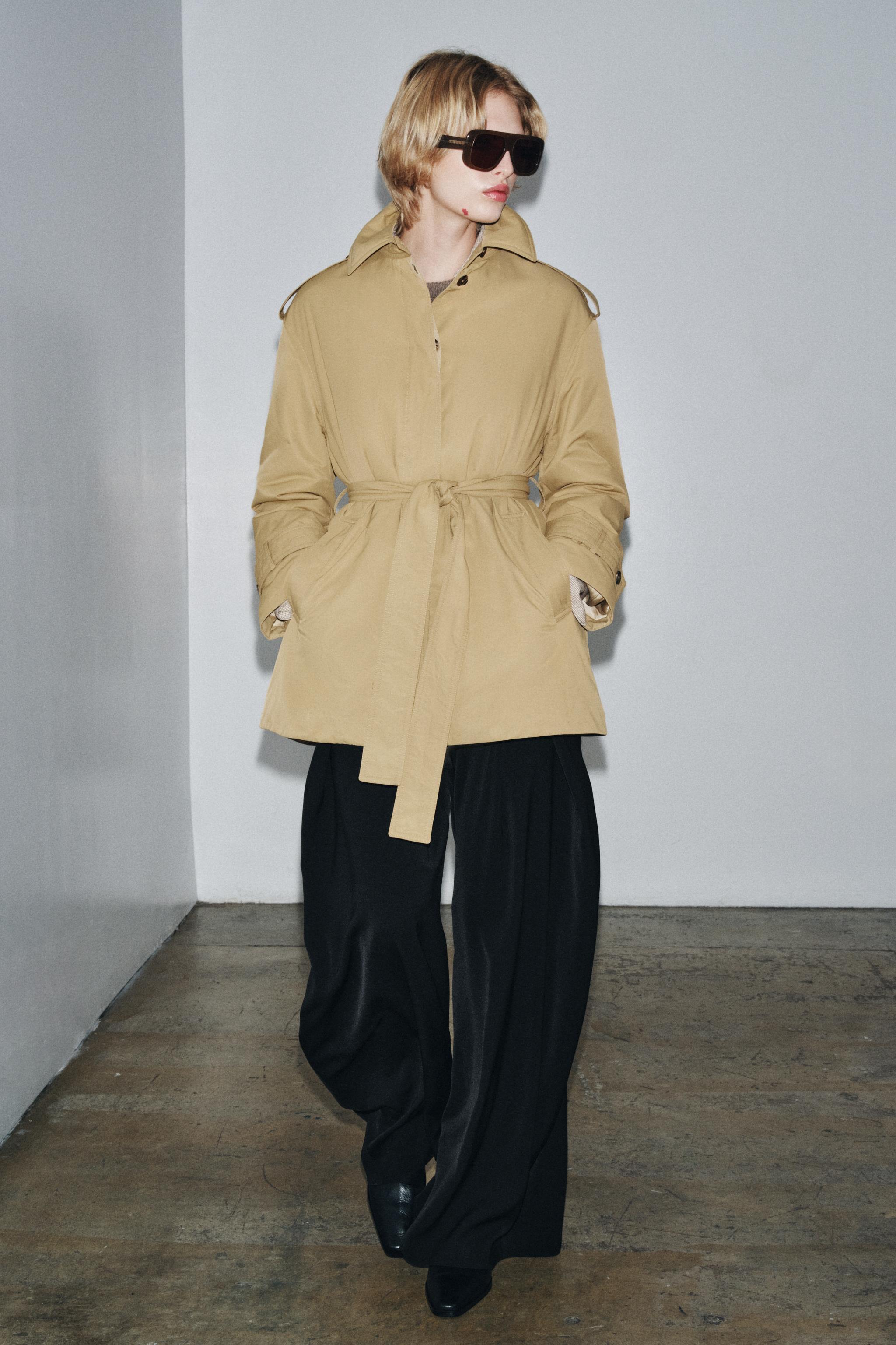 Zw Collection Belted Padded Trench Coat