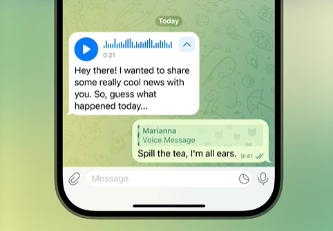 Telegram voice transcription in a chat