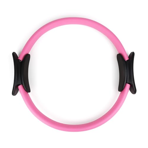 Phoenix Fitness Pilates Ring - Double Handle Exercise Circle Fitness Magic Circle Resistance Ring Dual Grip for Yoga Core Training - 15 Inch (pink)