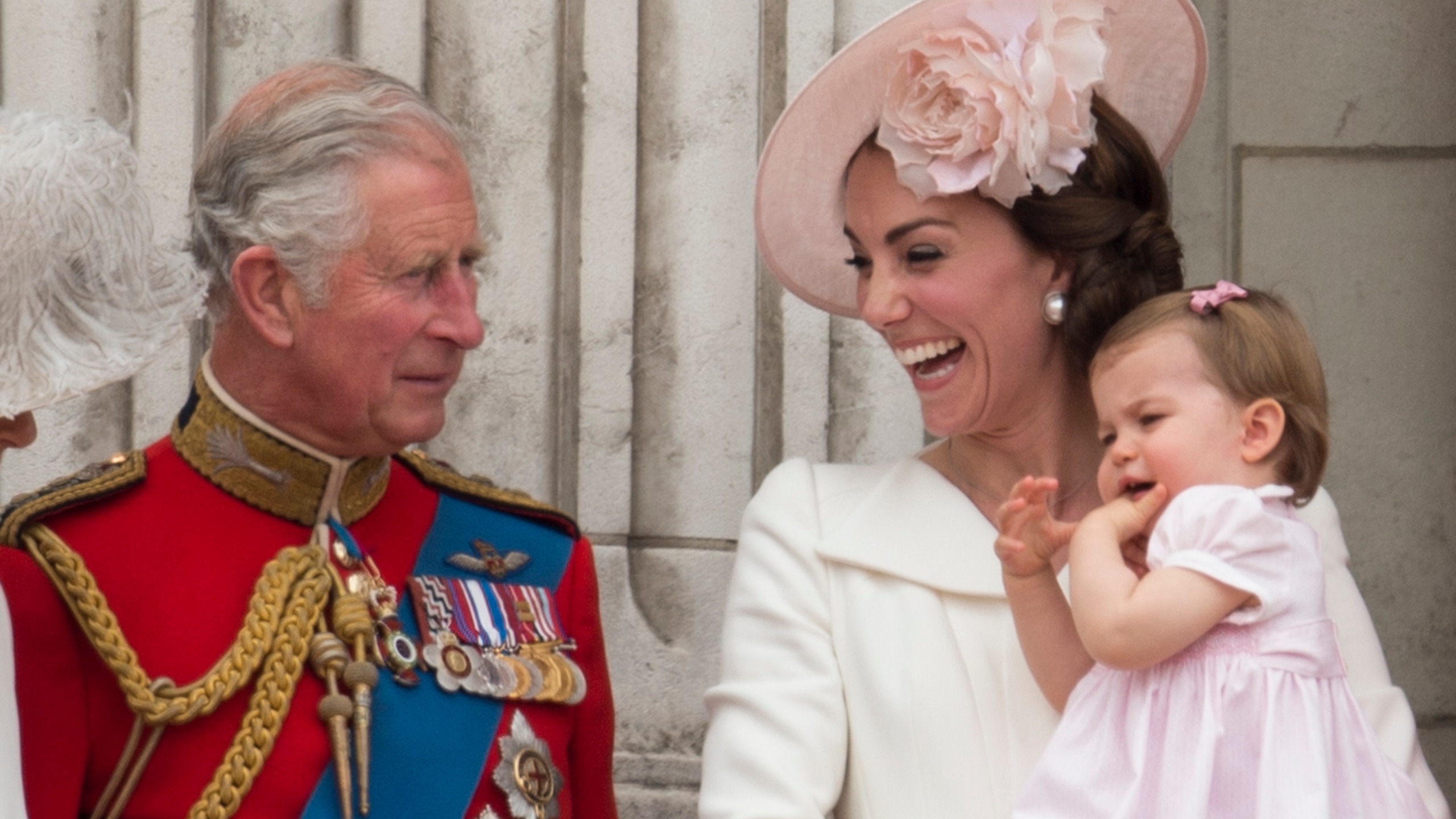 King Charles with Catherine, Princess of Wales and Princess Charlotte during the Trooping the Colour on June 11, 2016