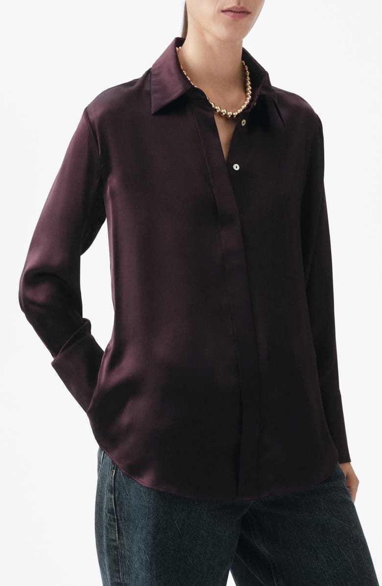 Silk Satin Button-Up Shirt
