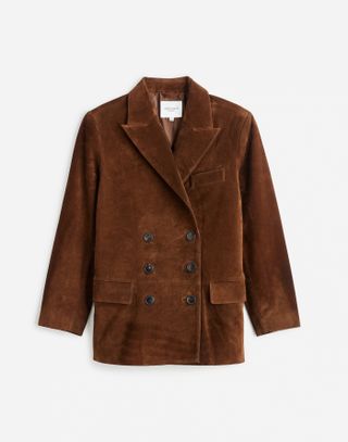 Alexa Chung for Madewell Double-Breasted Blazer in Suede