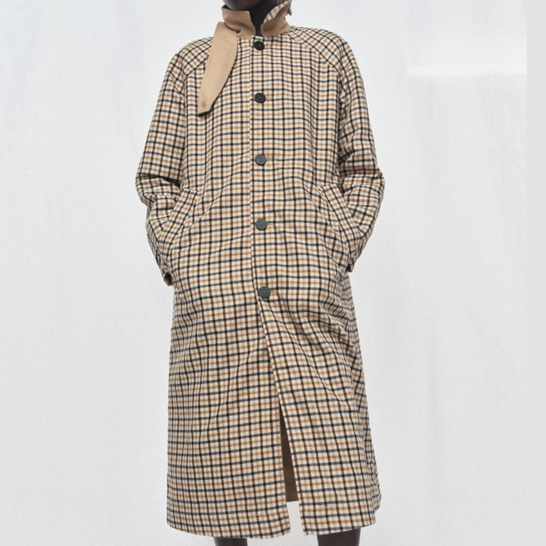 Zara Zw Collection Reversible Check Trench Coat