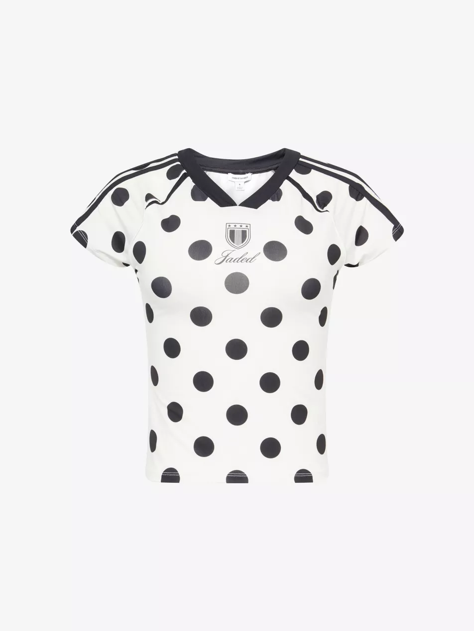 Polka-Dot Logo-Print Stretch-Jersey Football T-Shirt
