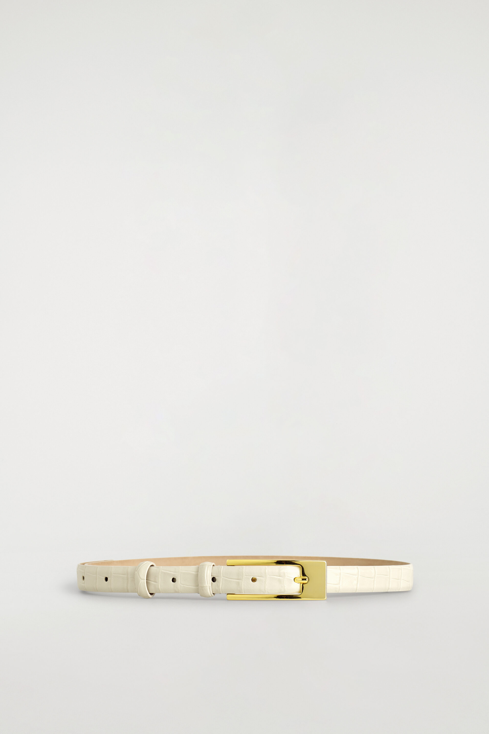 Elongated-Buckle Leather Belt