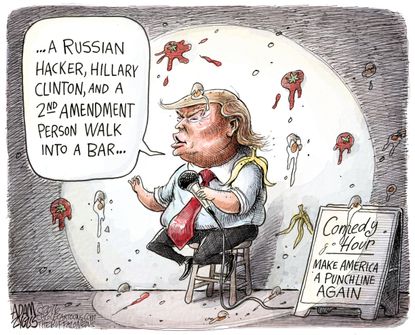 Political cartoon U.S. Donald Trump 2016 election presidency Hillary Clinton
