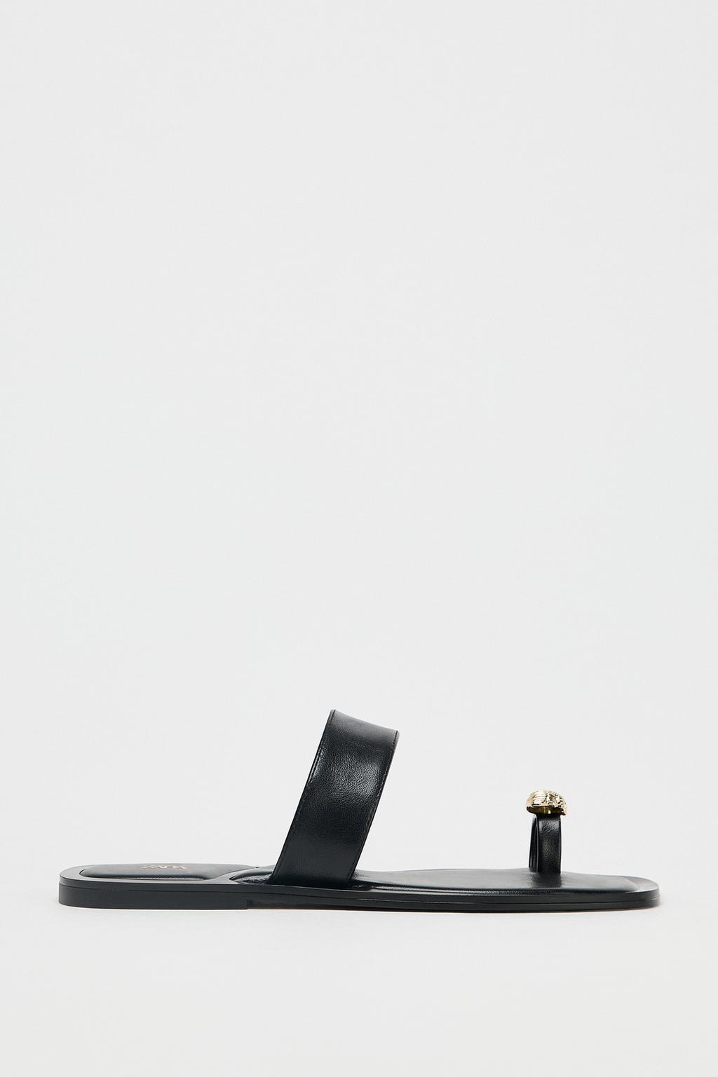 Zara, Metallic Beaded Toe Sandals