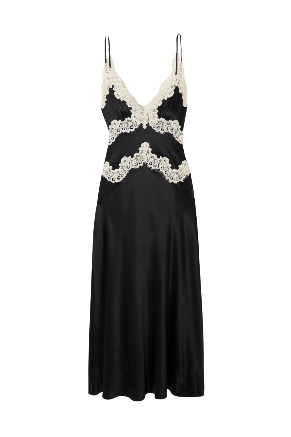 Obelia Corded Lace-Trimmed Silk-Satin Midi Dress
