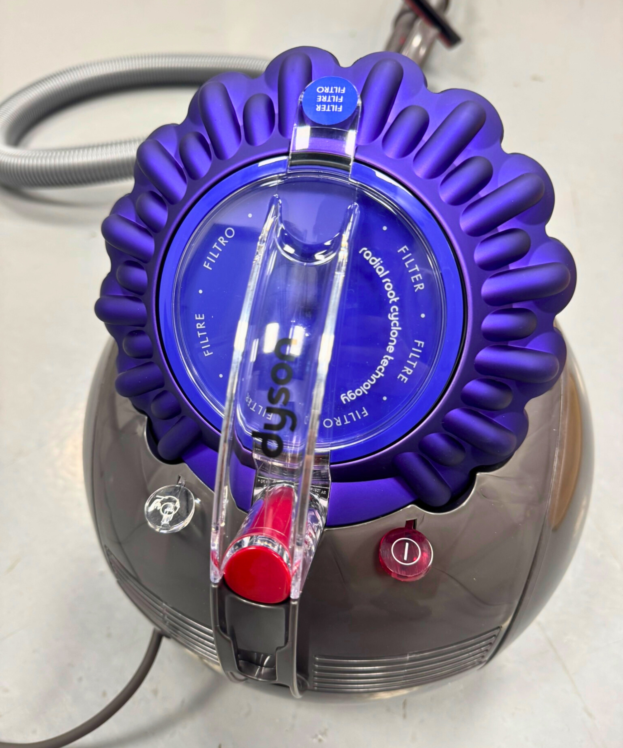 Closeup of Dyson Big Ball Turbinehead on gray floor in Future test center