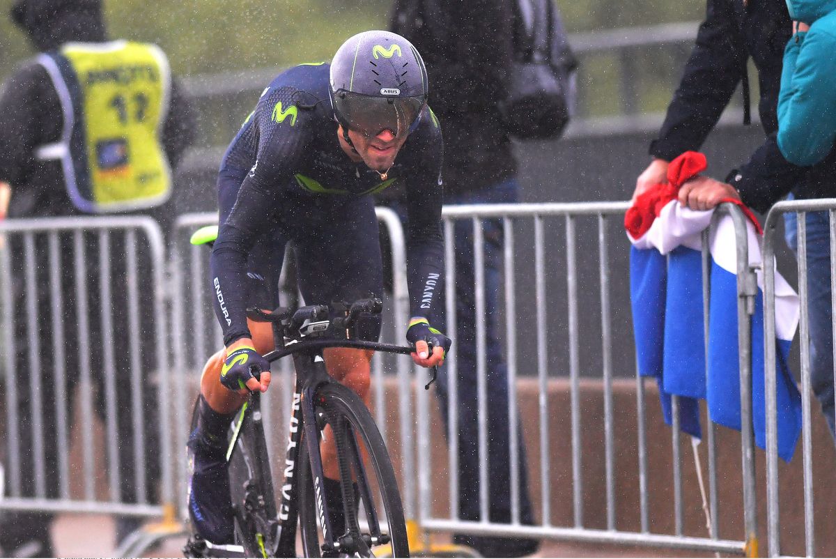 Alejandro Valverde (Movistar) before crashing out of the Tour