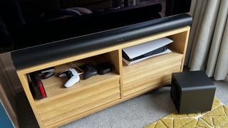 Sonos Arc with Samsung S900B subwoofer in living room