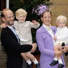 Lord Nicholas Windsor and Lady Nicholas Windsor holding their two young sons