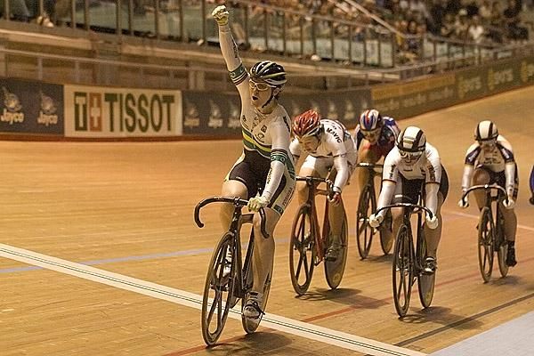 Anna Meares of Australia grabs another gold medal in the women's keirin final at Hisense Arena.